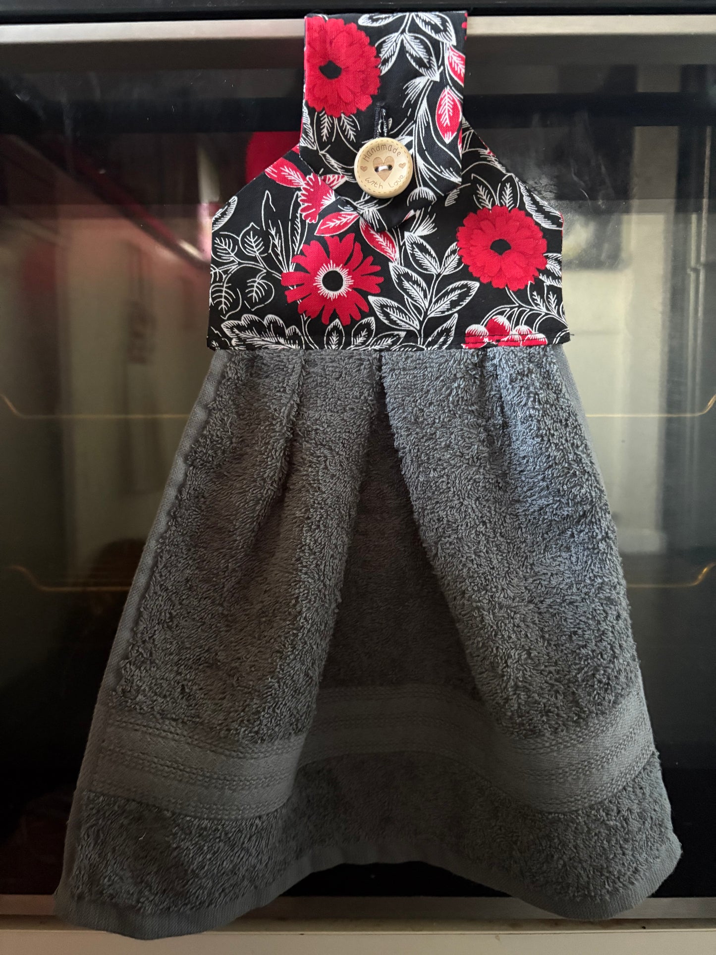 Hanging hand towel - Black floral