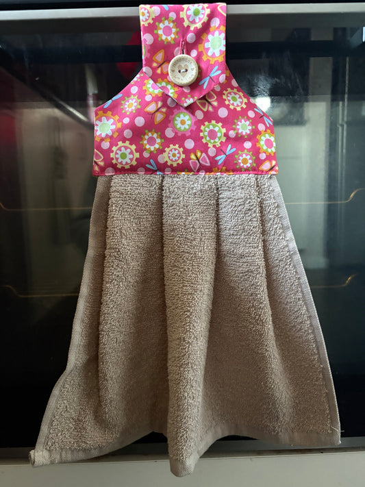 Hanging hand towel - Pink Flowers