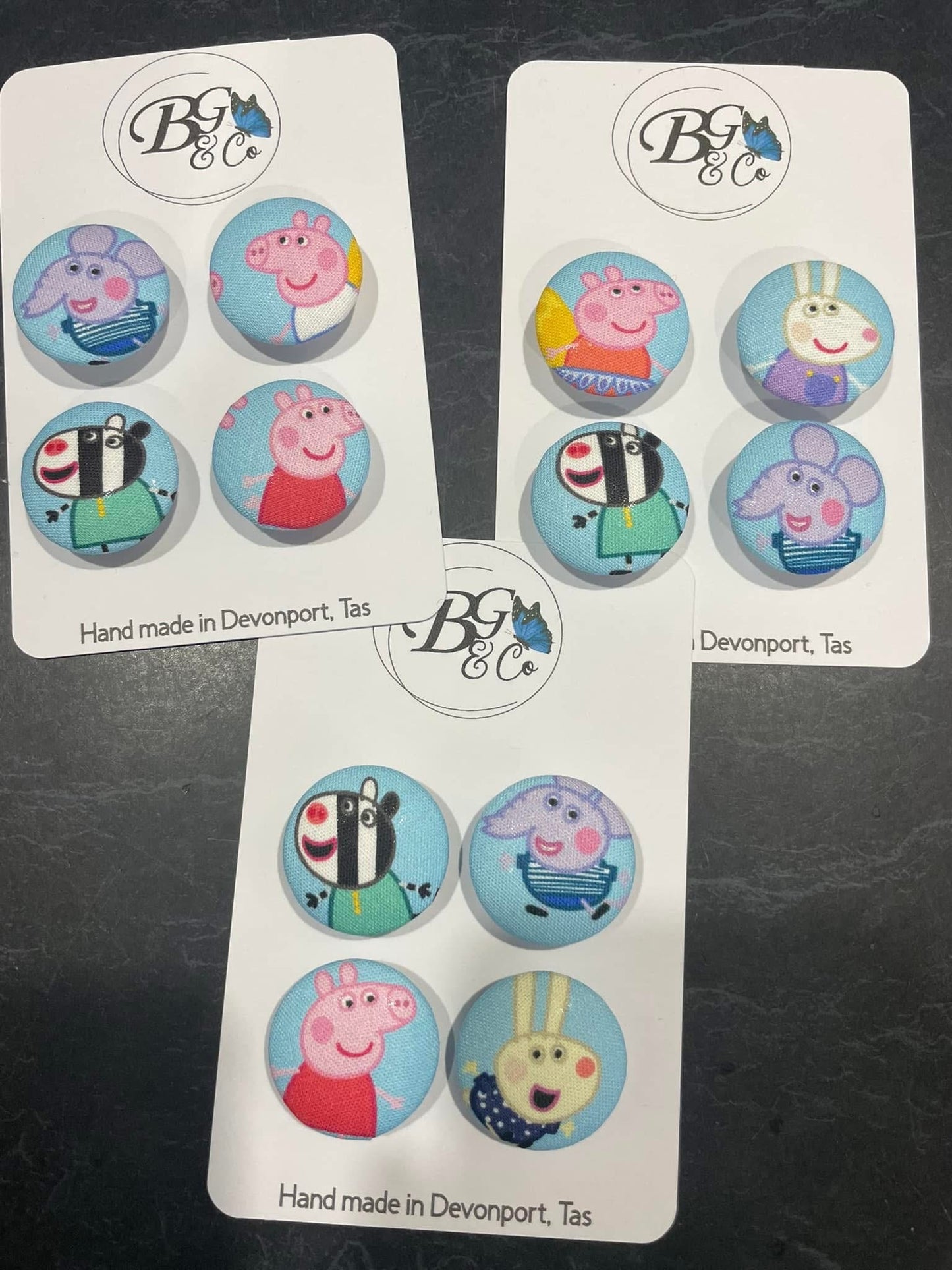 Fabric buttons - Peppa pig