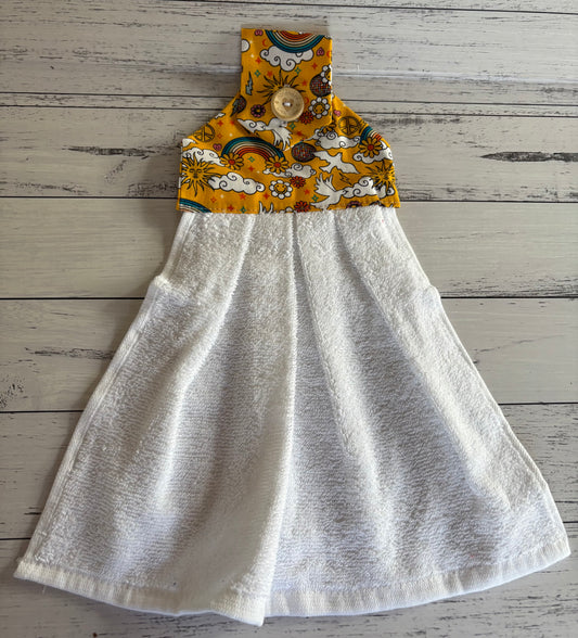 Hanging hand towel - yellow peace