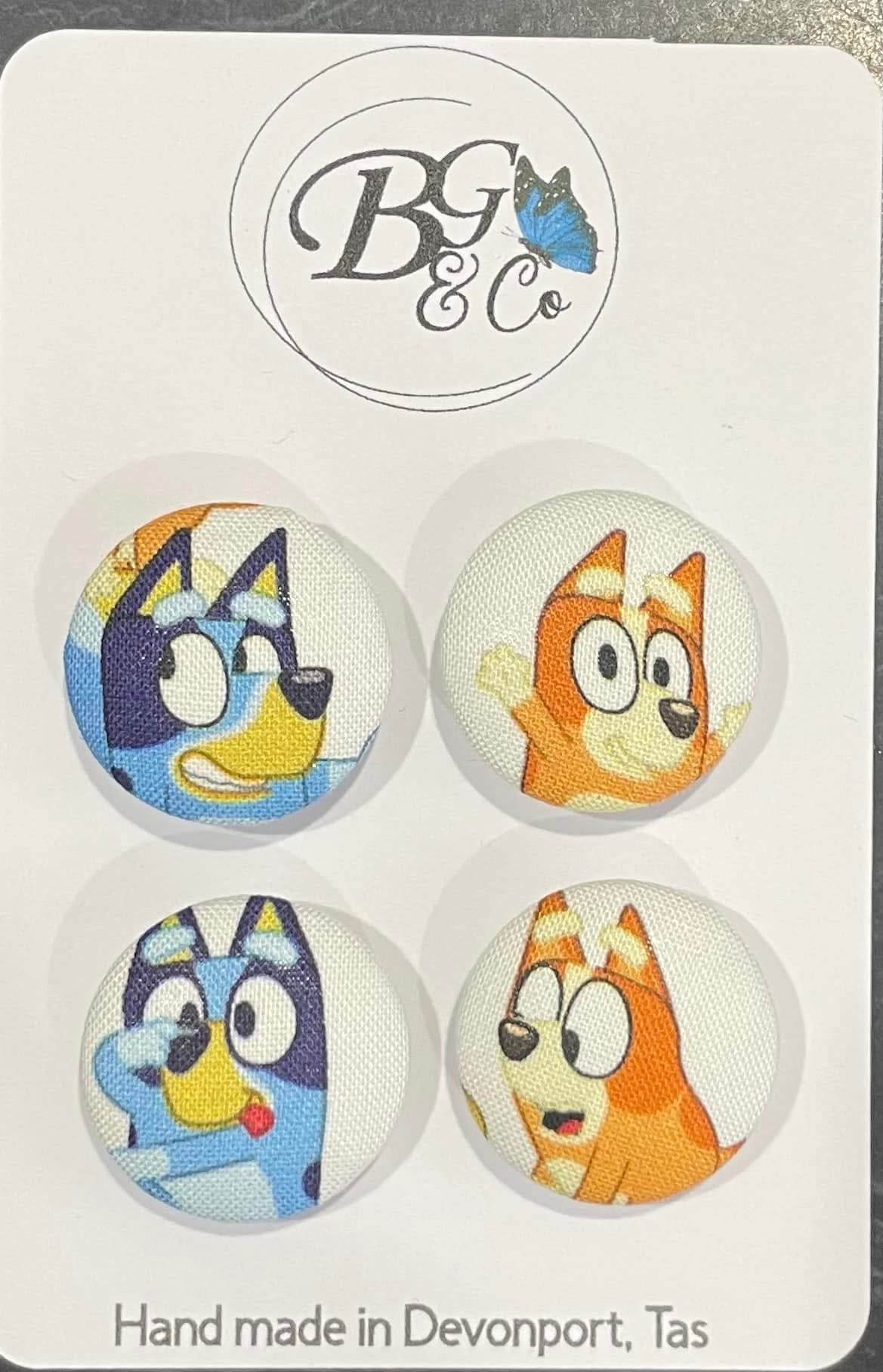 Fabric buttons - bluey